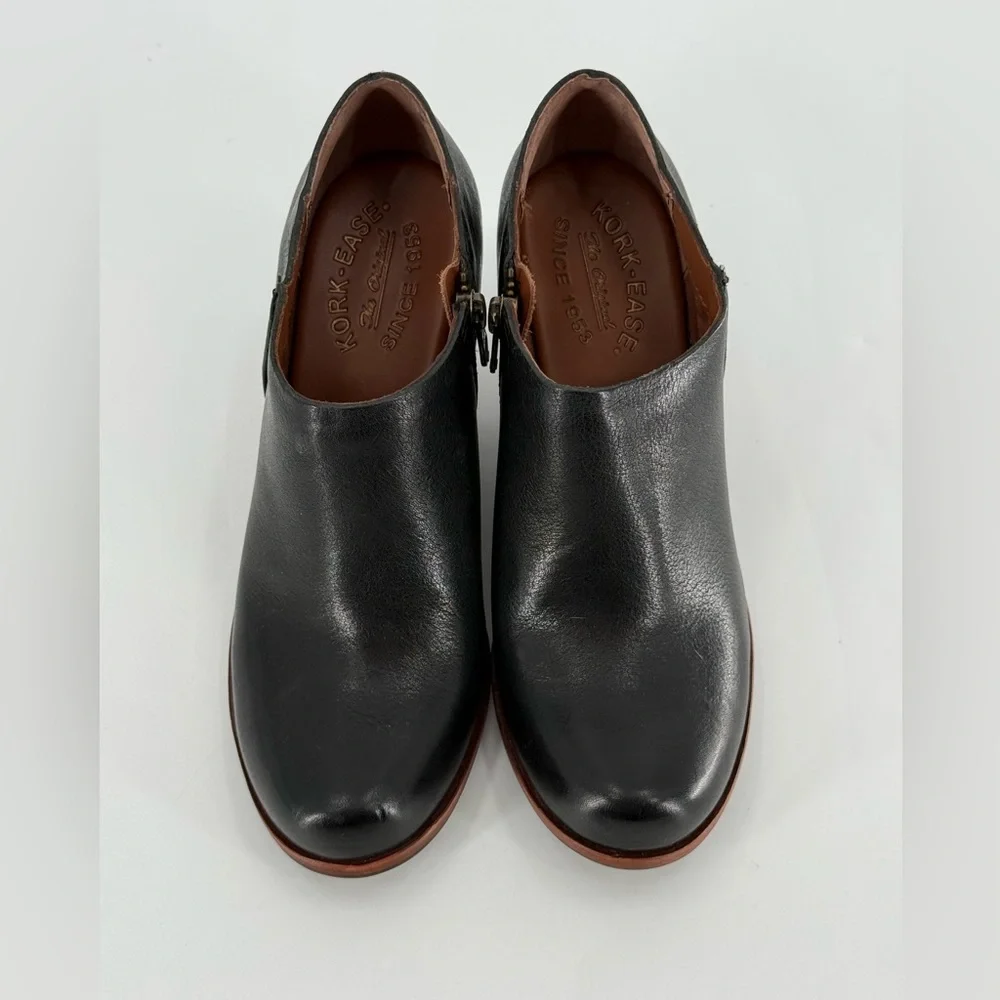 Kork Ease Holmes Black Leather Ankle Boots Booties Two Tone 6‎
